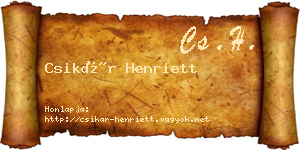 Csikár Henriett névjegykártya